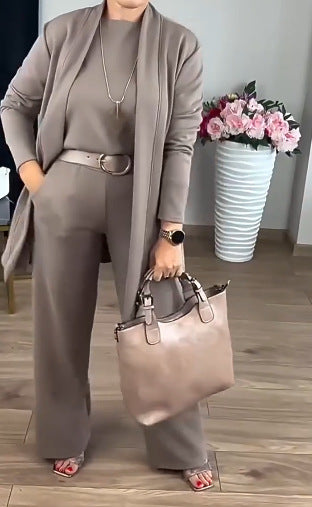 Elegant Longline Cardigan Piece Set