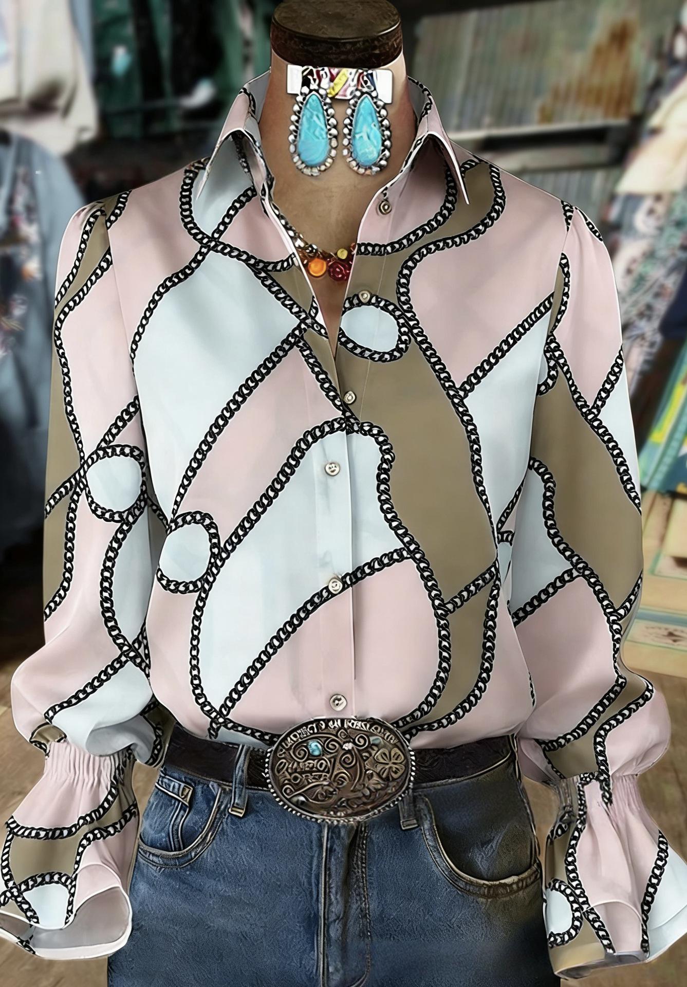 Floral Texture Bell-Sleeve Shirt