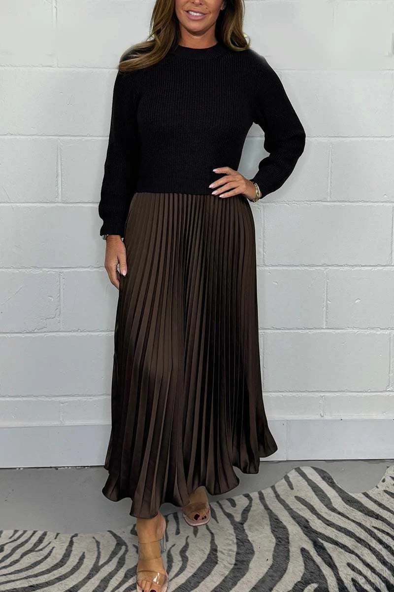 Long SleeveJumper &Pleated Bottom Dress