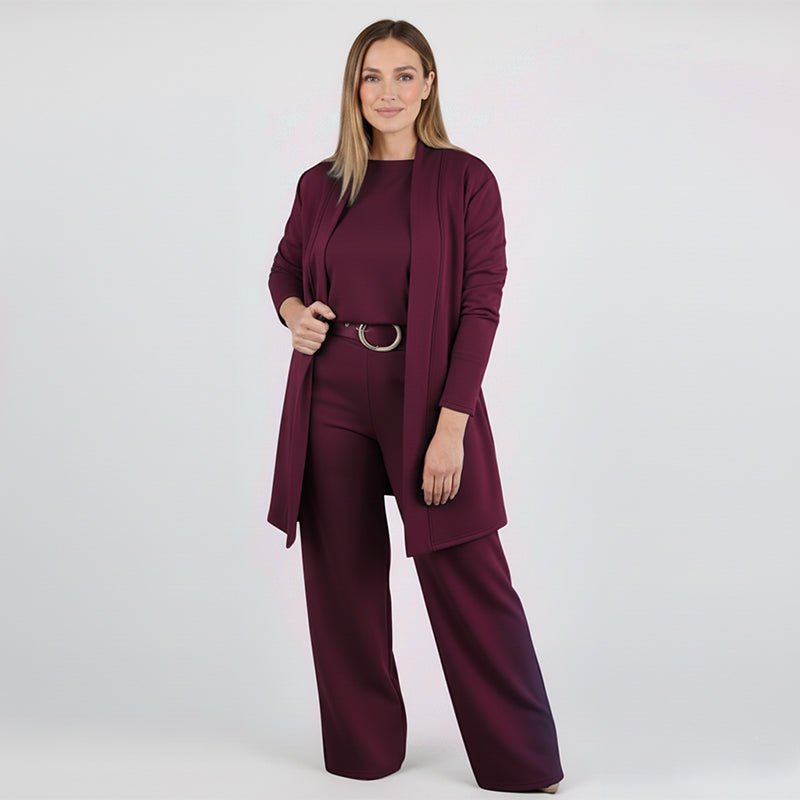 Elegant Longline Cardigan Piece Set